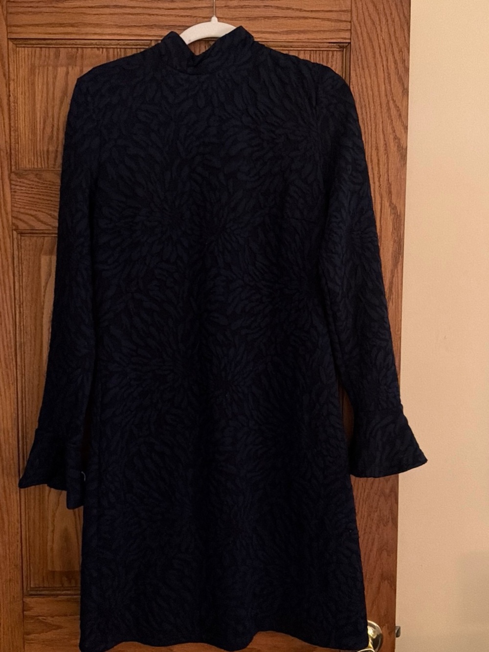 Hutch Navy Textured Long-Sleeve A-Line Dress